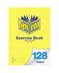 EXERCISE BOOK SPIRAX A4 110 8MM RULED 128PG PK10