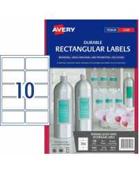 SP- LABELS AVERY L7148 DURABLE RECTANGLE GLOSSY WHITE 10UP 10 SH