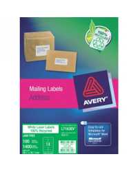 LABEL ENVIRO AVERY 99.1X38.1MM 100% RECYCLED 14/SHEET BOX 100 WH