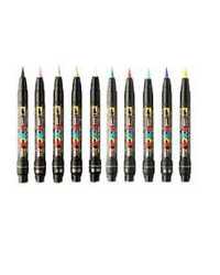 MARKER UNI POSCA PCF350 BRUSH TIP ASSORTED COLOURS BX10