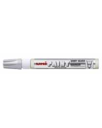 MARKER PAINT UNI PX20 2.8MM MEDIUM BULLET TIP SHINY SILVER BX12
