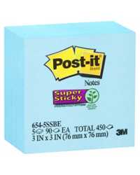 NOTES SUPER STICKY POST-IT 76MMX76MM 654-5SSBE ELECTRIC BLUE PK5