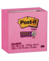 NOTES SUPER STICKY POST-IT 76MMX76MM 654-5SSNP NEON PINK PK5