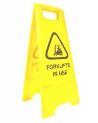 SAFETY SIGN CLEANLINK 32X31X65CM FORKLIFTS IN USE YELLOW