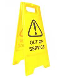 SAFETY SIGN CLEANLINK 32X31X65CM OUT OF SERVICE YELLOW
