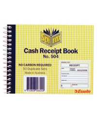 CASH RECEIPT BOOK SPIRAX 504 DUP C/LESS 5"X4"(102x127MM) PK5