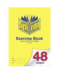 EXERCISE BOOK SPIRAX A4 104 18MM DOTTED THIRDS 48PG PK20